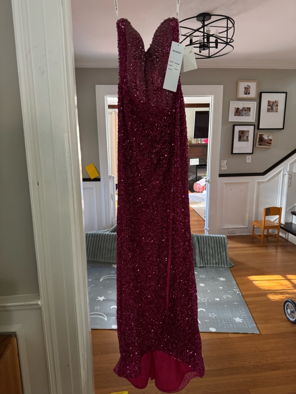 Portia and Scarlett Strapless Fuchsia Sequin Corset Gown PS24850C - Picture 7 of 8